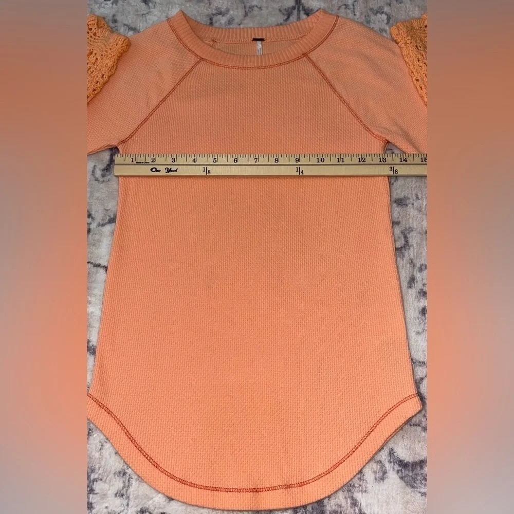 Free People in The Mix Cuff Thermal Top Desert Orange Combo Size Small